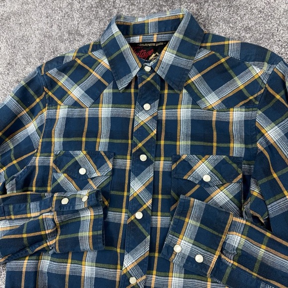 Old Navy Other - Old Navy Vintage Pearl Snap Flannel Shirt Men's Small Western Plaid Preppy